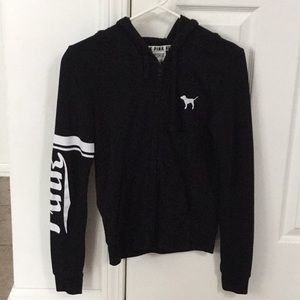 Pink sweater with hood full zip up